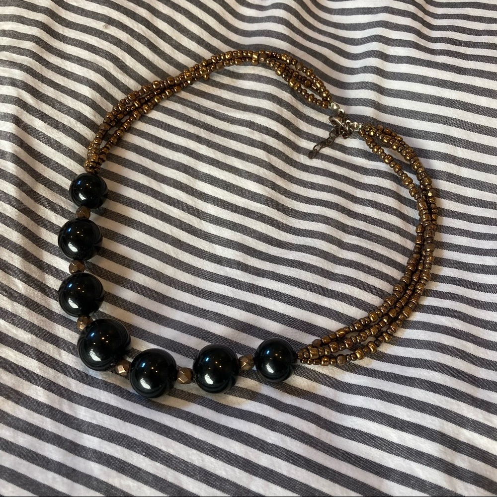 Black and Metallic Statement Necklace